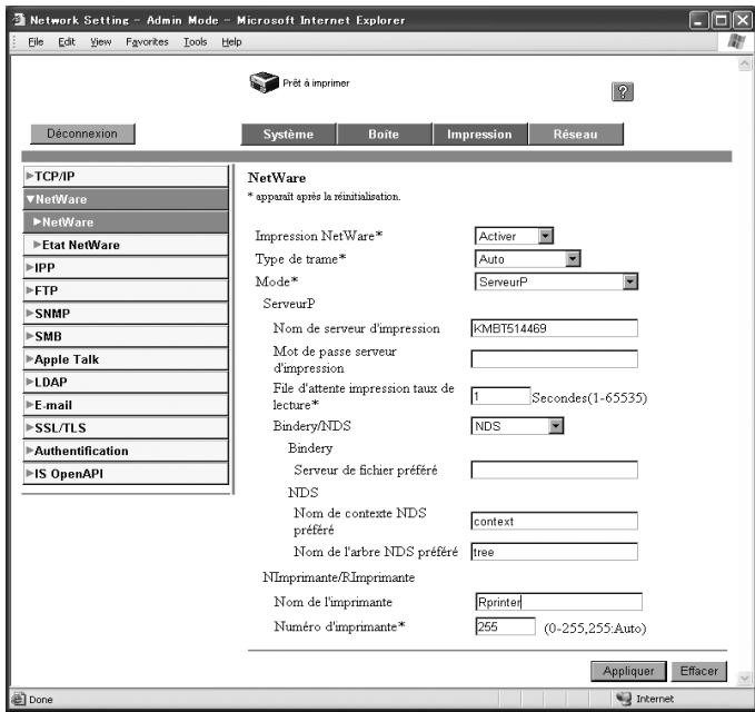KONICA MINOLTA BIZHUB C250P - Pour le mode serveur d'impression netware 4. x/5. x/6 (NDS) - 1