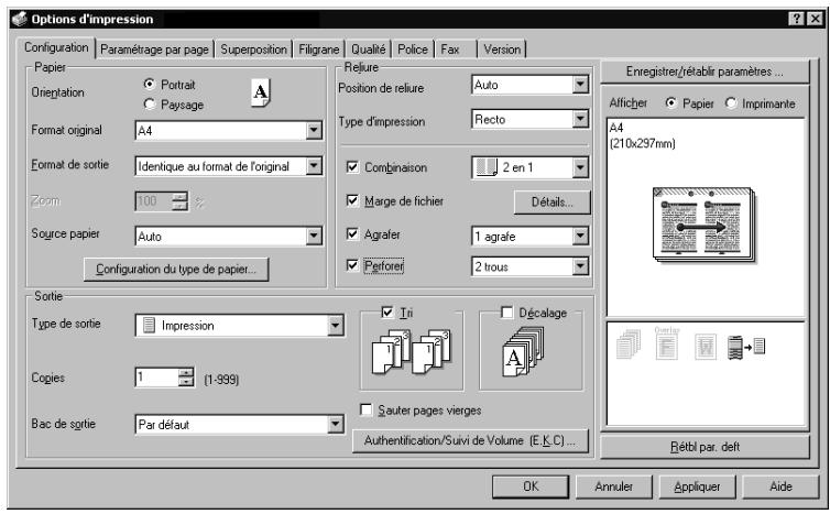 KONICA MINOLTA BIZHUB C250P - Paramètres communs - 1