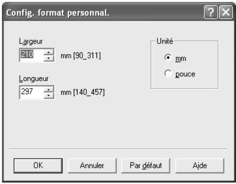 KONICA MINOLTA BIZHUB C250P - Enregistrer les formats personnalisés - 1