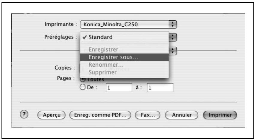 KONICA MINOLTA BIZHUB C250P - Pour enregistrer les paramètres du pilote - 1