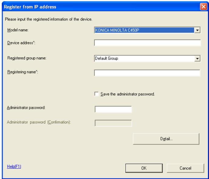 KONICA MINOLTA BIZHUB C30P - Click Register from IP address. - 1