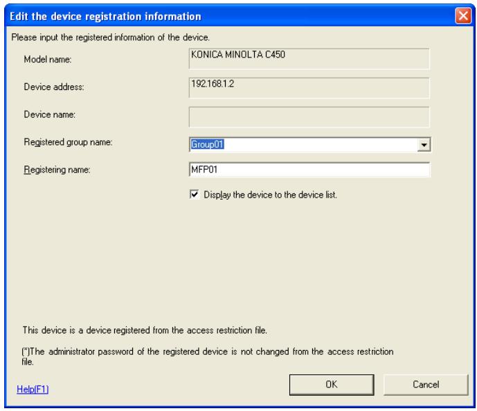 KONICA MINOLTA BIZHUB C30P - Select devices to edit from the list, and click Edit. - 2