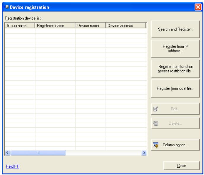 KONICA MINOLTA BIZHUB C30P - From the Device menu, select Device registration. - 1