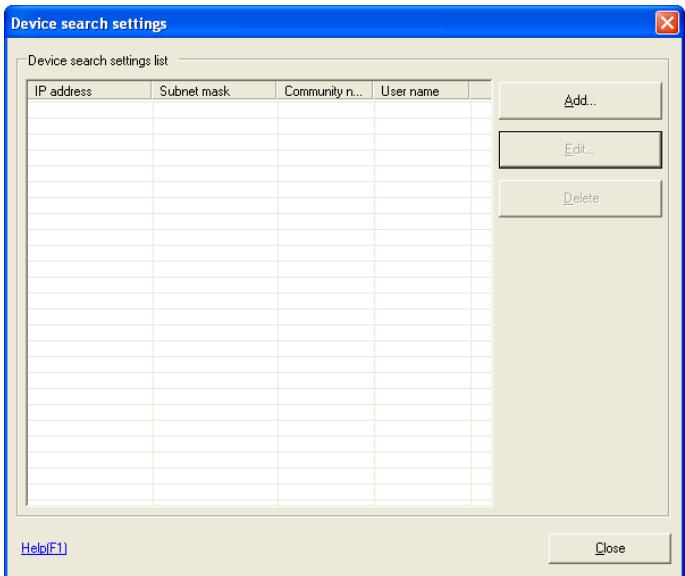 KONICA MINOLTA BIZHUB C30P - The Device search settings screen is displayed. - 1