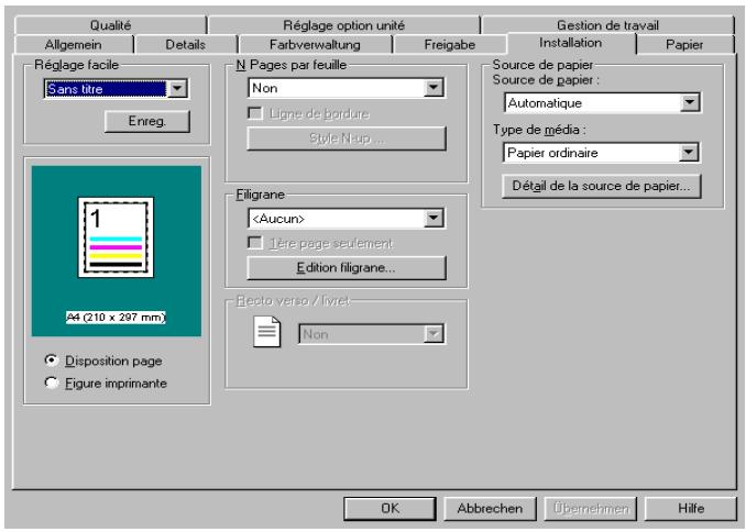 KONICA MINOLTA C350 PC - Paramètres communs - 1
