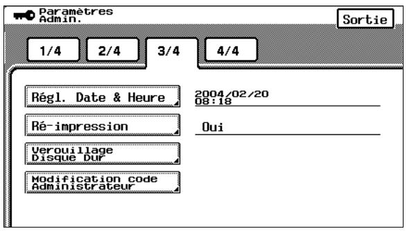 KONICA MINOLTA C350 UTILISATION EXPERTE - Paramétrage de la fonction "Régl. Date &amp; Heure" - 1