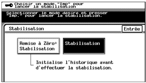 KONICA MINOLTA C350 UTILISATION EXPERTE - Assurez-vous que l'option "Stabilisation" soit sélectionnée, et appuyez sur la touche [Impression]. - 1
