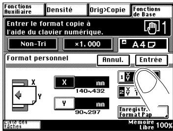 KONICA MINOLTA DI200 UTILISATION EXPERTE - Rappeler un format papier sauvegardé pour le chargeur feuille à feuille - 2