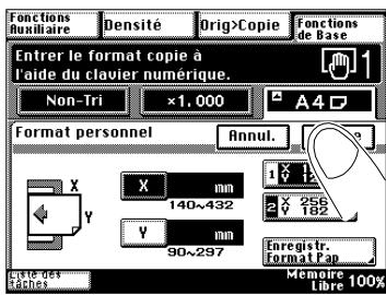 KONICA MINOLTA DI200 UTILISATION EXPERTE - Rappeler un format papier sauvegardé pour le chargeur feuille à feuille - 3