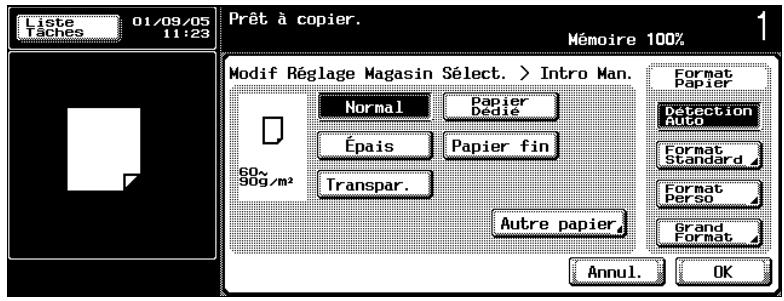KONICA MINOLTA FS 505 - Appuyez sur la touche de sélection du plateau d'introduction manuelle, puis sur [modifier paramètres magasin] - 2