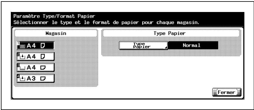 KONICA MINOLTA FS 505 - Pour spécifier le type de papier pour un magasin - 2
