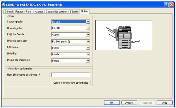 KONICA MINOLTA IC 204 CONTROLLER - Spécifier les paramètres de l'onglet Option - 1
