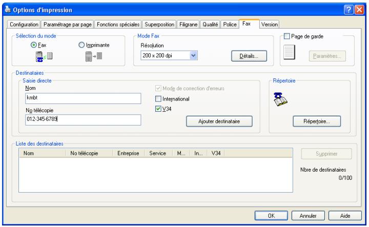 KONICA MINOLTA IC 204 CONTROLLER - Spécifier les paramètres de l'onglet Fax - 1
