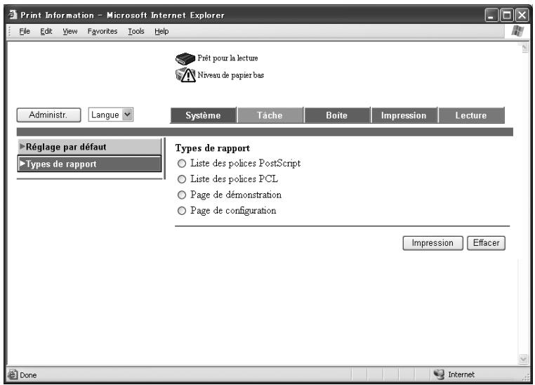 KONICA MINOLTA IC 204 CONTROLLER - Onglet Impression — Types de rapport - 1