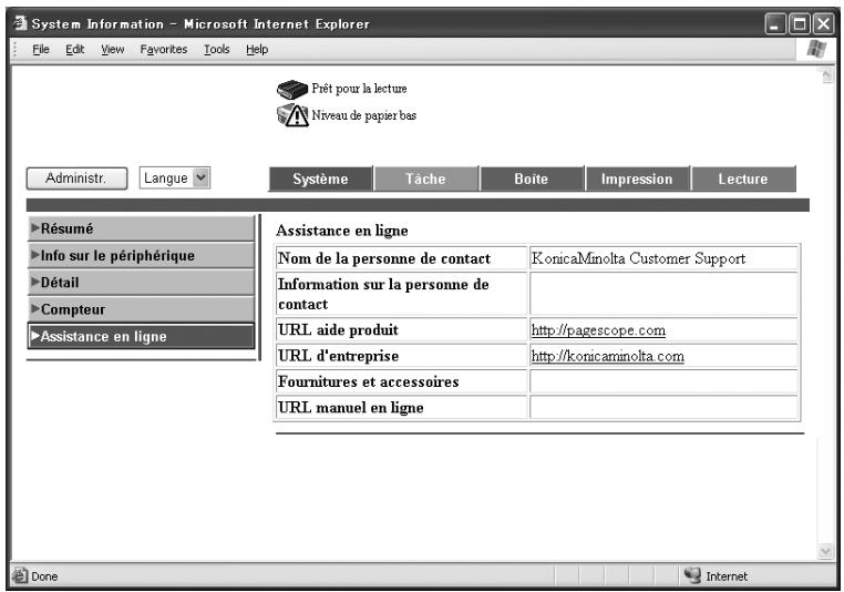 KONICA MINOLTA IC 204 CONTROLLER - Onglet Système — Assistance en ligne - 1