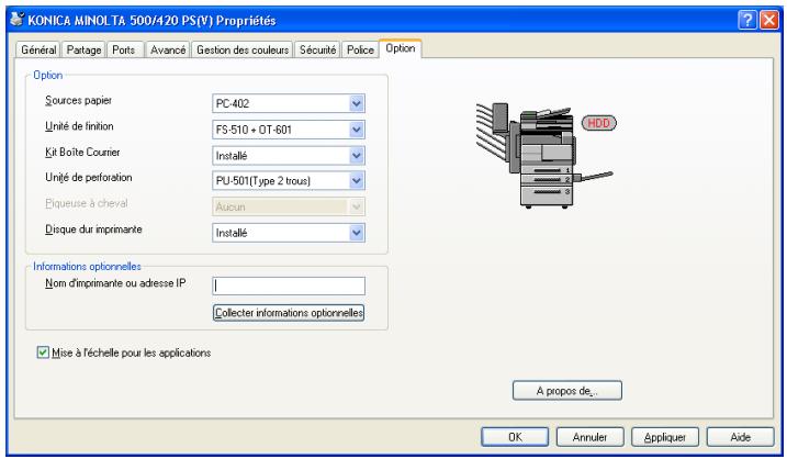 KONICA MINOLTA IC 204 CONTROLLER - Spécifier les paramètres de l'onglet Option - 1