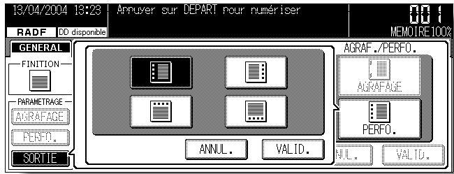 KONICA MINOLTA KM 7145 COPIER - Appuyez sur SORTIE dans l'écran général pour afficher le menu contextual de finition. - 3