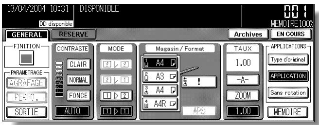 KONICA MINOLTA KM 7145 COPIER - Appuyez sur APPLICATION dans l'écran général. - 1