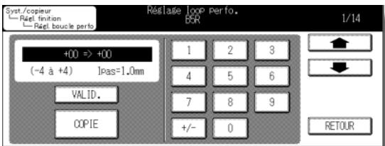 KONICA MINOLTA KM 7145 COPIER - Écran Réglage de la position de la boucle de perforation - 1
