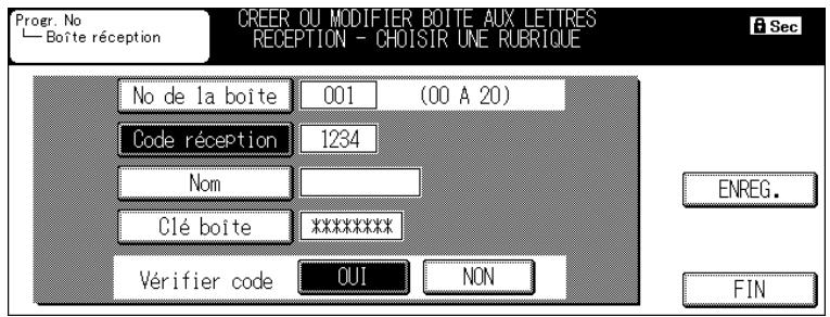 KONICA MINOLTA KM 7145 COPIER - Enregistrement d'un mot de passer confidientiel/numéro de protection d'accès pour la boîte de télécopie confidentielle : - 1