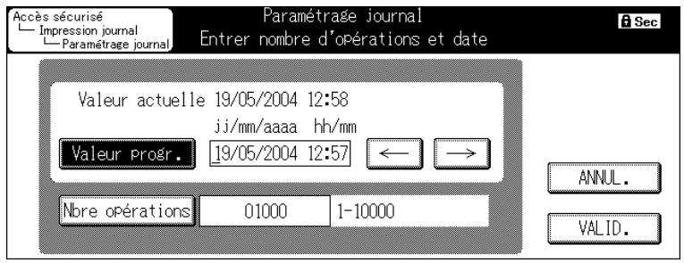 KONICA MINOLTA KM 7145 COPIER - Appuyez sur la touche Journal (personnalisé). L'écran Paramétrage journal apparait. - 1