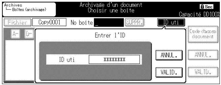 KONICA MINOLTA KM 7145 COPIER - Entrez l'ID d'utilisateur (lorsque vous accédez à une boîte d'utilisateur pour laquelle une ID d'utilisateur a été définie). - 1
