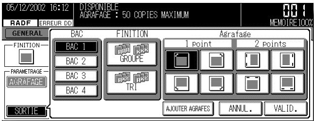 KONICA MINOLTA KM 7145 COPIER - Appuyez sur SORTIE dans l'écran général pour afficher le menu contextuel de finition. - 1