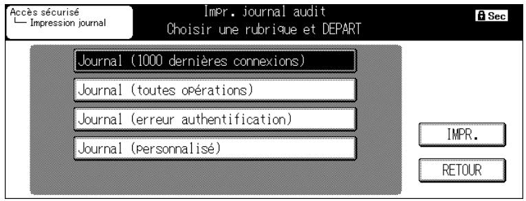 KONICA MINOLTA KM 7145 COPIER - Appuyez sur la touche 2. Impr. journal audit. - 2