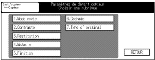 KONICA MINOLTA KM 7145 COPIER - Écran Paramètres de départ copieur - 1