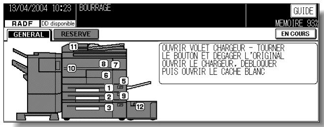 KONICA MINOLTA KM 7145 COPIER - Affichez l'écran de localisation du bourrage. - 1