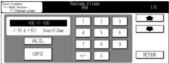 KONICA MINOLTA KM 7145 COPIER - Écran Réglage de la position du piage - 1