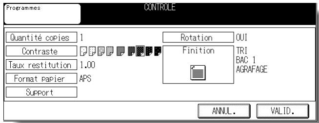 KONICA MINOLTA KM 7145 COPIER - Examinez les paramètres dans l'écran de contrôle d'enregistrement de programme. - 1