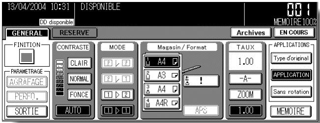 KONICA MINOLTA KM 7145 COPIER - Appuyez sur APPLICATION dans l'écran général. - 1