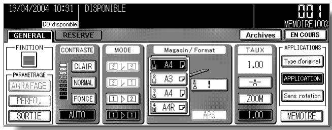 KONICA MINOLTA KM 7145 COPIER - Appuyez sur APPLICATION dans l'écran général. - 1