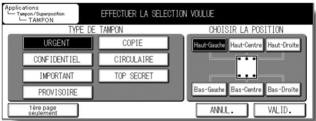 KONICA MINOLTA KM 7145 COPIER - TAMPON : Définissez le type de tampon, la position d'impression ainsi que les pages sur lesquelles il doit être imprimé. - 1