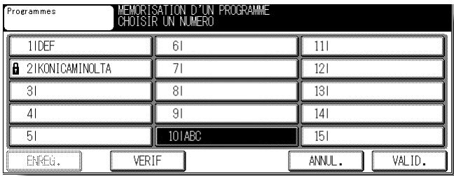 KONICA MINOLTA KM 7145 COPIER - Appuyez sur une touche numérotée de programme pour la dette en surbrillance et selectionner le programme à rappeler. - 1