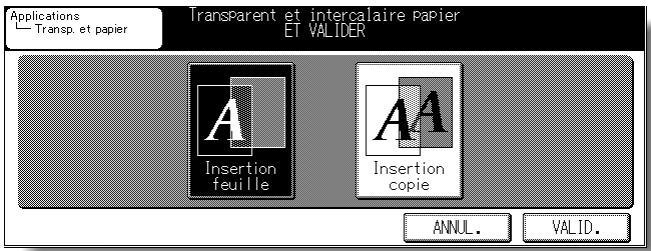 KONICA MINOLTA KM 7145 COPIER - Sélectionnez le mode d'intercalaire voulu, puis appuyez sur VALID. - 1