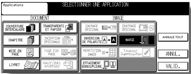 KONICA MINOLTA KM 7145 COPIER - Appuyez sur Marge dans l'écran de sélection d'application. - 1
