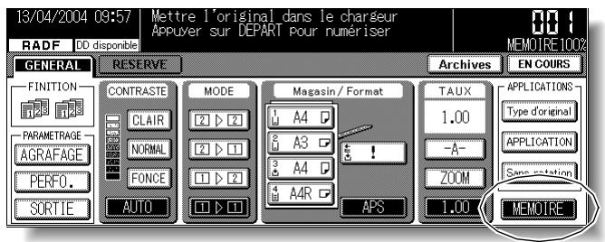 KONICA MINOLTA KM 7145 COPIER - Appuyez sur la touche MEMOIRE dans l'écran général pour la metre en surbrillance. - 1