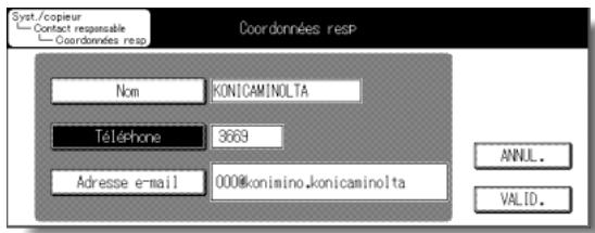 KONICA MINOLTA KM 7145 COPIER - Écran Coordonnées responsable - 1