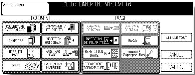KONICA MINOLTA KM 7145 COPIER - Appuyez sur Inversion de polarité dans l'écran de sélection d'application. - 1