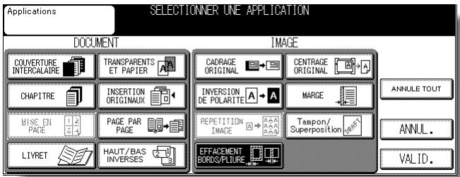 KONICA MINOLTA KM 7145 COPIER - Appuyez sur Effacement bords/pliure dans l'écran de sélection d'application. - 1