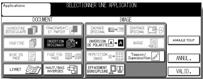 KONICA MINOLTA KM 7145 COPIER - Appuyez sur Insertion d'originaux dans l'écran de selection d'application. - 1