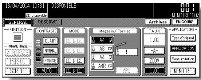 KONICA MINOLTA KM 7145 COPIER - Appuyez sur APPLICATION dans l'écran général. - 1