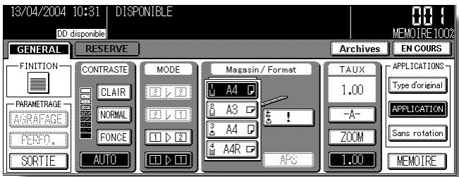KONICA MINOLTA KM 7145 COPIER - Appuyez sur APPLICATION dans l'écran général. - 1
