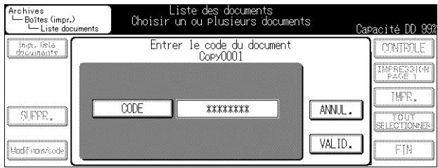 KONICA MINOLTA KM 7222 DOCU FOLDER - Si un code d'accès a été défini pour le document, saisissez-le en procédant comme suit. - 1