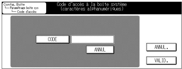KONICA MINOLTA KM 7222 DOCU FOLDER - Appuyez sur CODE, saisissez le code d'accès dans l'écran Saisie des données et appuyez sur VALID. - 1