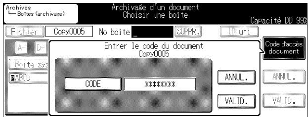 KONICA MINOLTA KM 7222 DOCU FOLDER - Pour définir le code d'accès du document, appuyez sur Code d'accès document et saisissez le code en procédant comme suit. - 1