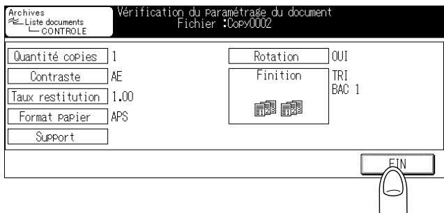 KONICA MINOLTA KM 7222 DOCU FOLDER - Après avoir vérifié la configuration, appuyez sur FIN. - 1