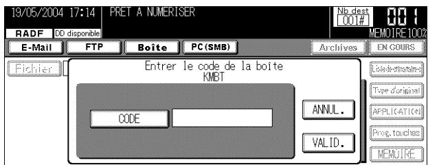 KONICA MINOLTA KM 7222 DOCU FOLDER - Lorsque vous sélectionnez une boîte pour laquelle un code d'accès a été défini, l'écran de saisie du code d'accès apparaît. - 1